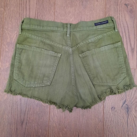 Citizens of Humanity Frayed Green Denim Shorts - Picture 6 of 12